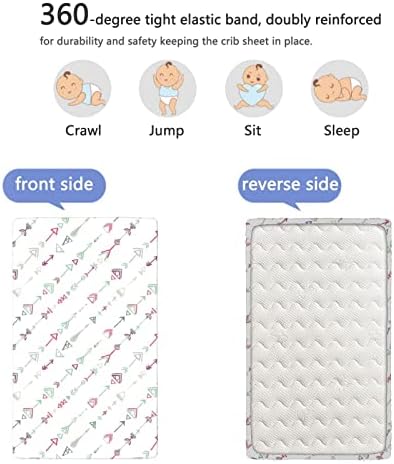 Тематски тематски опремени мини чаршафи, преносни мини креветчиња за креветчиња ултра меки материјали за креветчиња за девојчиња или момче, 24