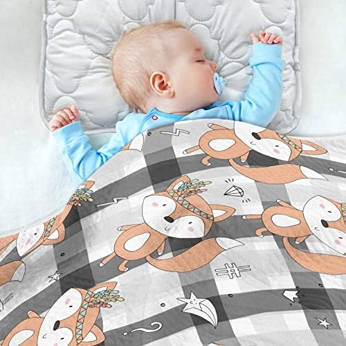 Cataku симпатична лисица Бохо бебе ќебе за момчиња девојчиња памук дете ќебиња кревети фрли меко топло примање бебе ќебе за шетач за креветчиња