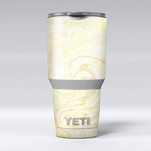 Дизајн Скинц жолт чеша мермерна површина V21 - Комплет за винил за завиткување на кожата компатибилен со чашите за ладење на ладилникот
