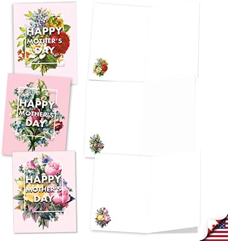 Најдобра компанија за картички 20 разновидни празни белешки за Денот на мајката сет 4 x 5,12 инчи со цвеќиња од пликови за мајка AM3532MDB-B2X10