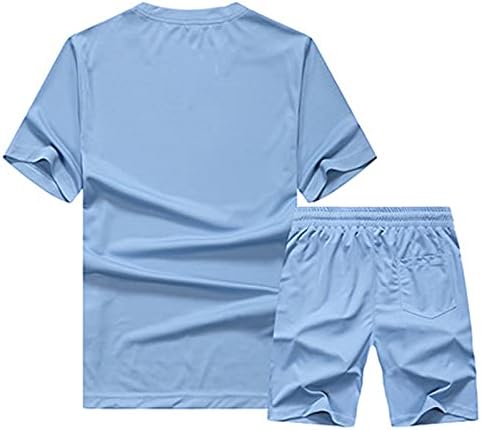 Менс помлад џогирање костум летни џемпери шорцеви и кратки ракави врвови во боја на блок -тренерски облеки.