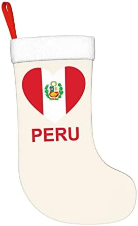 QG ZZX Loveубов Перу Божиќно порибување Божиќни чорапи камин виси чорап 18 инчи за одмор