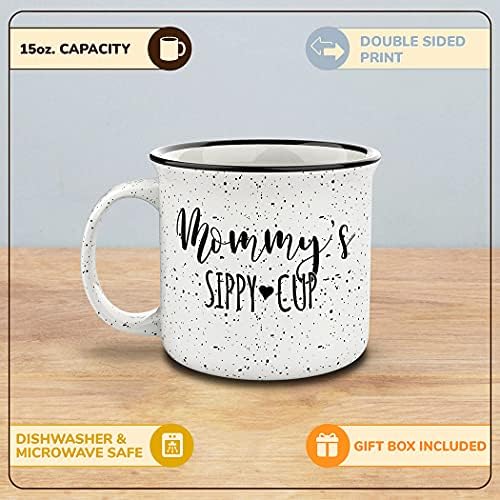 Shop4ever Sippy Cup Mommy Capfire Campfire Specled Ceramic Cafe Chafe Cige чај чаша подарок ~ Денот на мајката ~