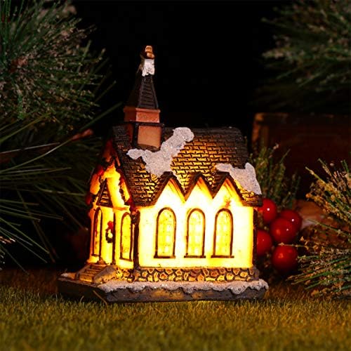 Гадпипарти Божиќна сцена во селските куќи во селските куќи осветлени Божиќни куќи смола светлечки светилник таблети украс со LED