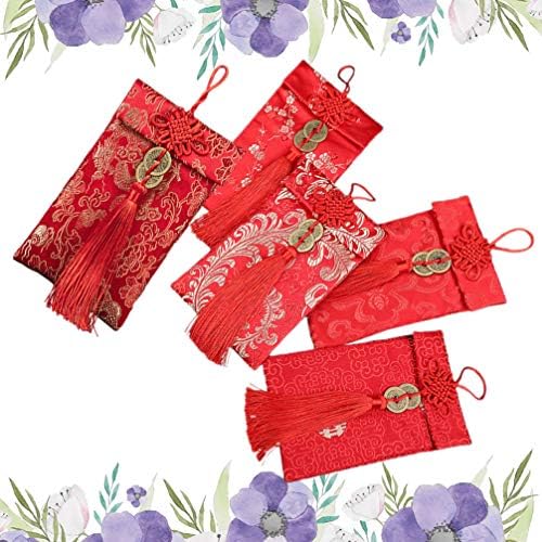 Нуобести Свадбени Пликови 5 парчиња Кинески Црвени Пликови Среќни Пари Пликови За Подароци Пакети Кинеска Нова Година Хонг Бао 2020 Хороскопски
