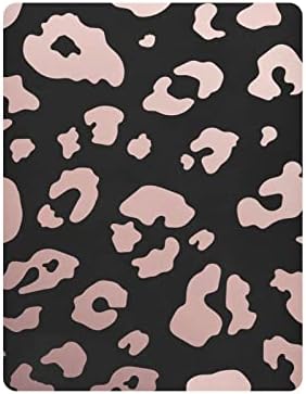 Алаза розово злато леопард печати животински гепарди за креветчиња за креветчиња опремени листови за момчиња за момчиња Девојче, мини големина