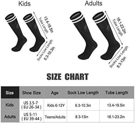 Elfcool 10 пара колена високи цевки чорапи шарени фудбалски чорапи со двојни ленти Фудбалски атлетски тим чорапи за мажи жени