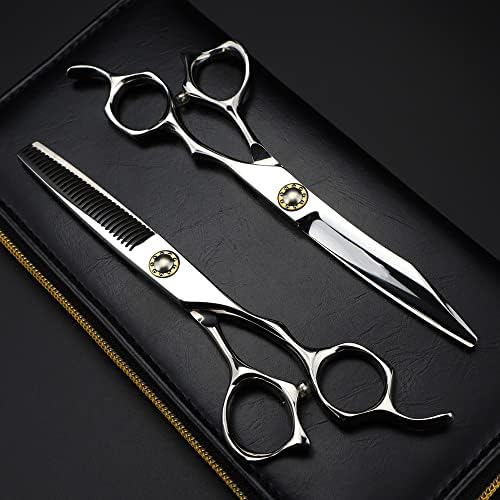 Ножици за сечење на косата, 6 -инчен професионалец Јапонија 440C челик сребрен ножици со ножици за сечење на косата за сечење фризури