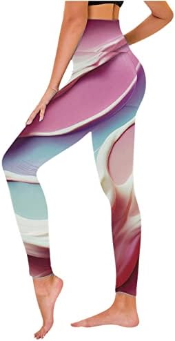 7/8 хеланки за жени, жени 2023 година со високи половини јога панталони тренинг вратоврска боја за печатење на стомакот контрола на атлетски