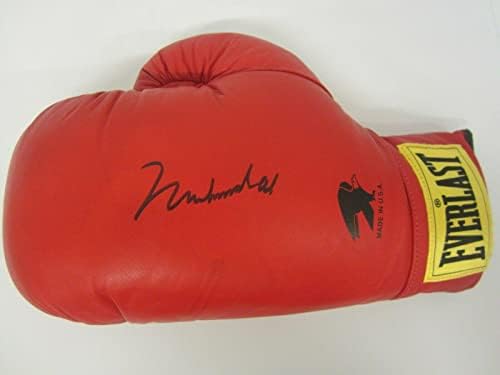 Мухамед sign потпиша автограм црвена Вечна кожна боксерска ракавица ЈСА Писмо-Боксерски Ракавици Со Автограм