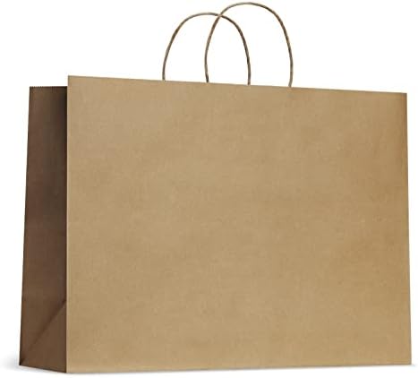 РИГУ 16х6х12 Хартиени Кеси со Рачки 50 парчиња Кафеави Торби За Подароци Големи Торби За Купување Торби За Забава Торби За Масовно Занаетчиство