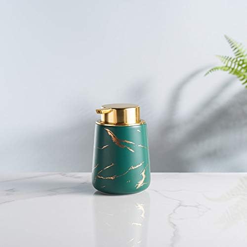 Хуиџи керамички диспензер за сапун, гроздобер празно течно лосион шише со пумпа за кујна за бања, нордиско зелено златно мермерско