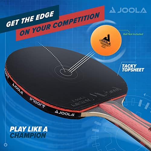 Joola Infinity Edge - Турнир за перформанси Пинг Понг лопатка W/ Pro Carbon Technology - Црна гума од обете страни - Подготвена