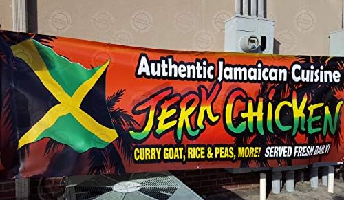 Автентична јамајканска кујна банер erkерк пилешко отворено постер знамето приказ ново