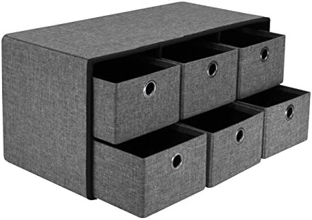 Шорбус клупа за складирање на градите со фиоки - Отоманска клупа за склопување на преклопување вклучува покритие - совршено за влез, клупа