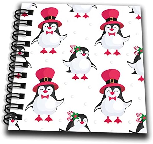 3drose слатки пингвини во црвени врвни капи и шема на Холи Бери - Книги за цртање