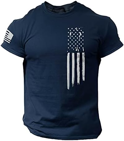 Машки кратки ракави врвови на американското знаме печатено фитнес маици маскирни тактики спортски маички кошули за 4 јули