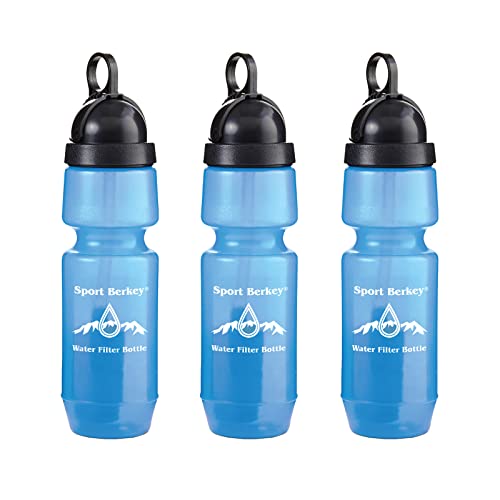 Шишиња за филтрирање на вода од 3-пакет на спортови Берки идеални за вонредна мрежа, итни случаи, пешачење, кампување, патување