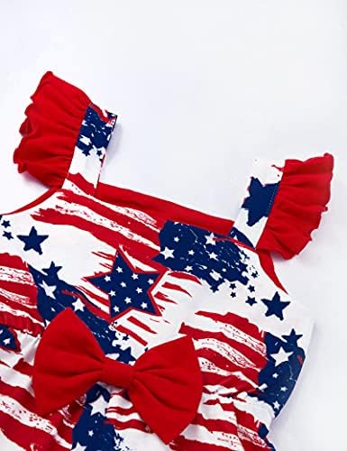 Агапаг 4-ти јули, облека за девојчиња за девојче, облечена во ракав за ракав, облеки на американски знами