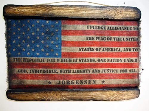 Американско Знаме Со Семејно Име И Заклетва, Персоналните Уметнички Дела направени Од Стари Бура &засилувач; Дрво, Армијата Семејство Подарок,