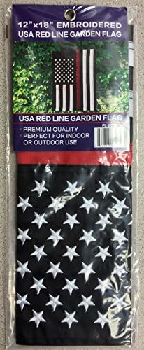 12x18 Американски американски пожарникар на црвена линија на САД, везена градинарско знаме САД САД