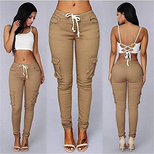 Angенски обични панталони за женски панталони со повеќе џокери модни товари џогери салата за влечење долги панталони панталони