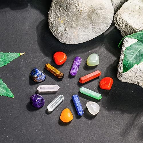 Кристали и камења - Комплет за кристали со премија за лекување - 7 сет на чакра - Турни камења - Седум чакра камења - комплет за скапоцени камења