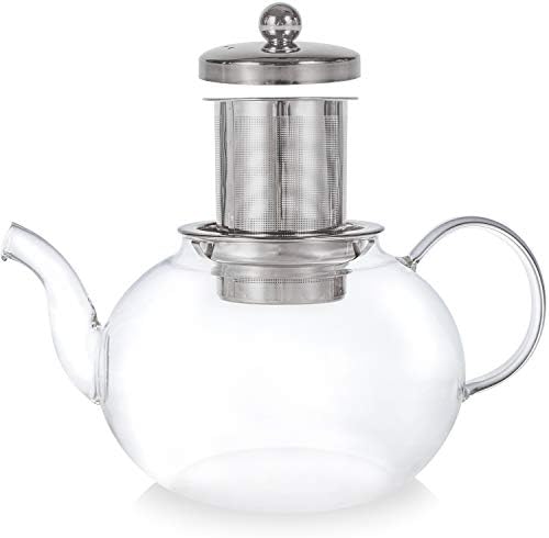 Teabloom топлински стаклен чајник со инфузер од не'рѓосувачки челик - Безбеден котел со шпорет - производител на чај од Фиренца