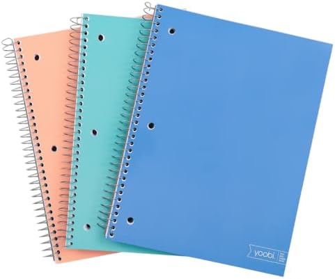 Колеџот Јооби управуваше со спирални тетратки сет-Масовно 3-пакет од 3 тетратки, сина, зелена и руменило розова боја-150 перфорирани, 3 дупки