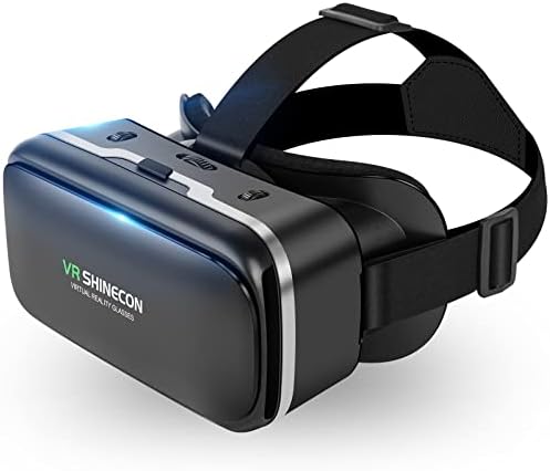 VR Shinecon Слушалки Очила [Blu-ray] Висока Верзија На Отстранлив 3D Виртуелна Реалност Шлем 4.7-6.53 инчи Панорамски 360-Степен Гледање Искуство,