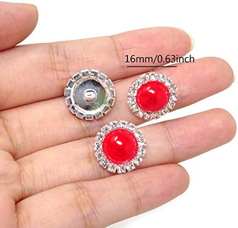 Honbay 10pcs 16 mm Round Rhinestone Faux Pearl копчиња за украси - шијте