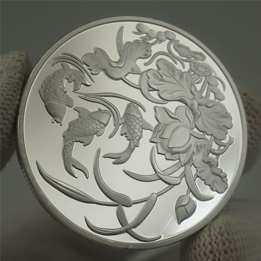 Сребрена Кинеска Риба Кои Комеморативна Монета Колекција Монета Среќа Злато И Сребрена Монета Љубов Новогодишна Монета
