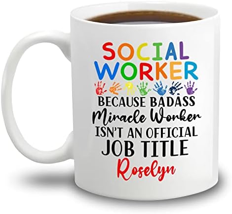 Персонализирано Име Социјален Работник Керамички Чаши Подароци За Роденден, Социјален Работник Затоа Што Лошиот Чудотворец Не Е Официјална