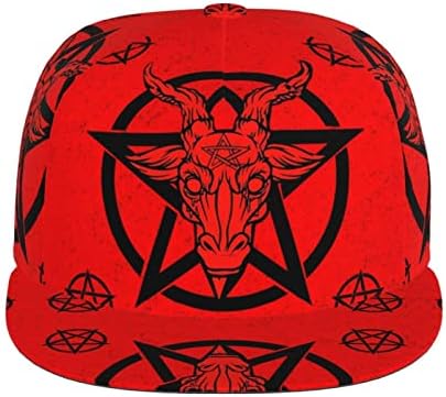 Црвен сатански пентаграм унисекс рамен бејзбол капачиња, модни хип-хоп прилагодливи рамни сметки, капачиња за камиони, тато капа, шапки