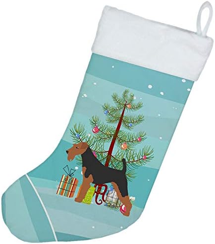 Богатства на Каролина BB2903CS Велс Териер Среќен Божиќ Божиќно порибување, камин што виси чорапи Божиќна сезона забава Декорации за семејни празници, украси за празн?