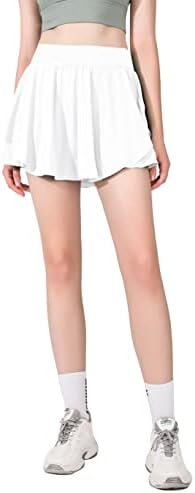 Тениско здолниште на Хуснаина за жени со 4 џебови Атлетски високи половини плетени тенис здолниште голф Скорт Руфл трчање