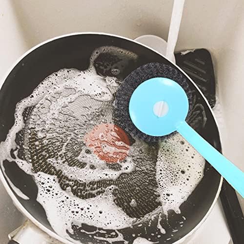 Анголии сунѓери за чистење чистач за чистење влошки: 1 сет садови миење четка со 8 челични алатки за чистење жица за домашен ресторан кујна кујна