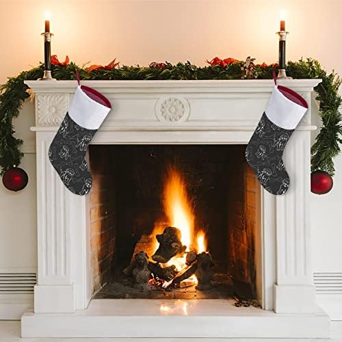 Кучиња со коски Смешно Божиќно порибување со кратки плишани манжетни Божиќни чорапи за камин што виси семеен празник