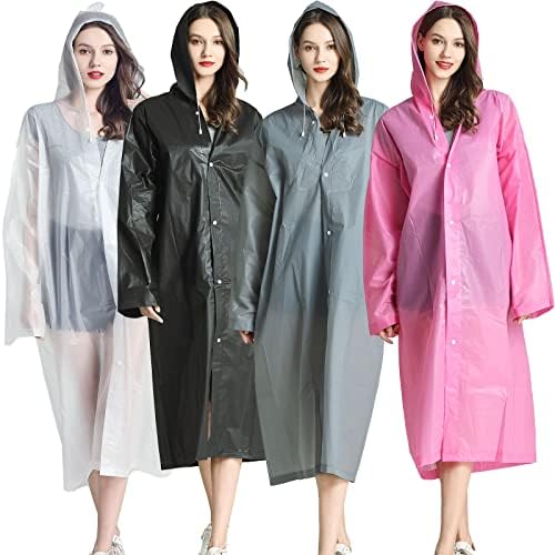 Неојарде мантил, Ева дождовни палта за еднократно дождовни пончос пластична јакна за дожд за возрасни мажи жени со аспиратор и ракави