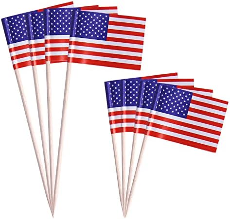 100 Парчиња Американска Чепкалка За Заби Знамиња 2.5 4 Американски Топери За Кекси Маркери За Торта Етикети За Храна За Етикети За Забави Етикети За Сирење Додатоци За