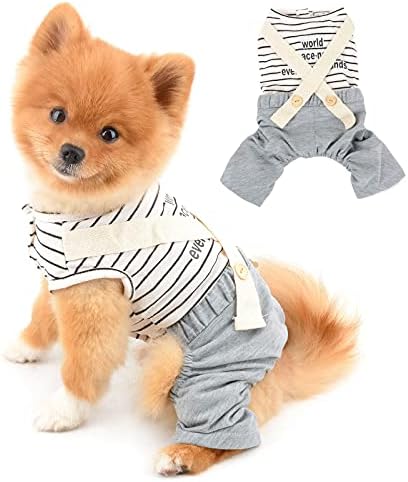 Платени кучиња облеки за мали кучиња момчиња девојки летни ленти кошули со биб панталони скокаат со една парче облека за мачки