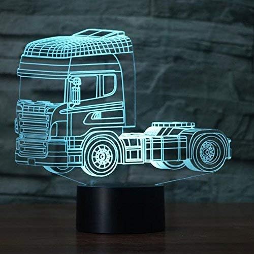 Jinnwell 3D автобус автомобил тежок камион ноќна светло светло илузија ноќна светлина 7 боја менувајќи ја табелата за табела за декорација