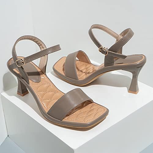 Известување Фази -сандали жени жени сандали мода нова шема цврста боја едноставна елегантна тенки чевли со потпетици се лизгаат на каиш