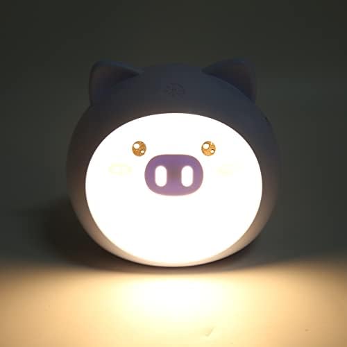 Okuyonic симпатична свиња ноќна ламба, USB полнење 3 нивоа осветленост 1200mAh Батерија мека светло ноќна ламба за дома