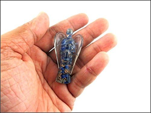 Jet Energized Authentic Lapis lazuli orgone Angel 2 Кристални скапоцени камења Бакар метал мешавина ретка лекување позитивна брошура без енергија