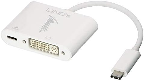 Lindy USB 3.1 тип C до DVI адаптер кабел, Thunderbolt 3 компатибилен, PD60W, 0,15M