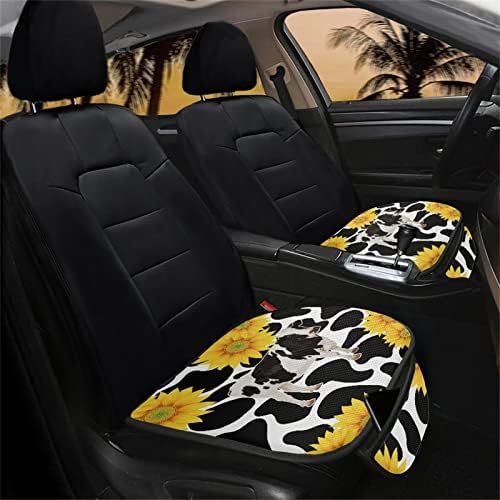 Обвивки за седишта за автомобили Xoenoiee, млеко крава и сончогледово печатење на автомобили, перниче за седишта за автомобили, влошки за автомобилски седишта за автом