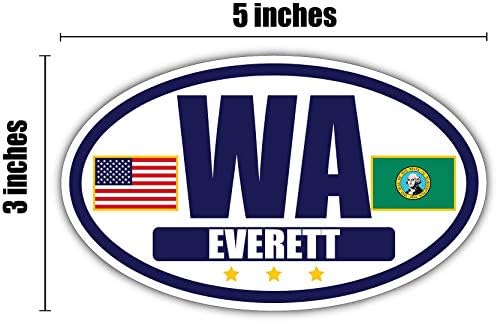 Знаме на Вашингтон/Американско знаме овално 3м винил браник налепница Декларална | Морнарица и злато Еверет, wa налепница винил деклара