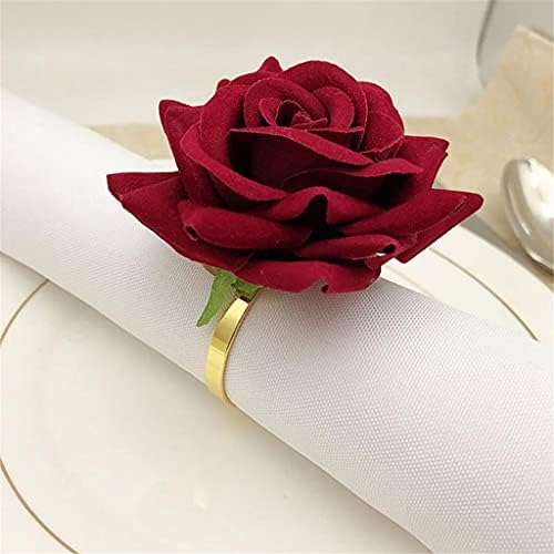 N/A црвена роза во форма на пешкир за крпа за салфетка венчавка хотелска маса декор метална златна салфетка држач