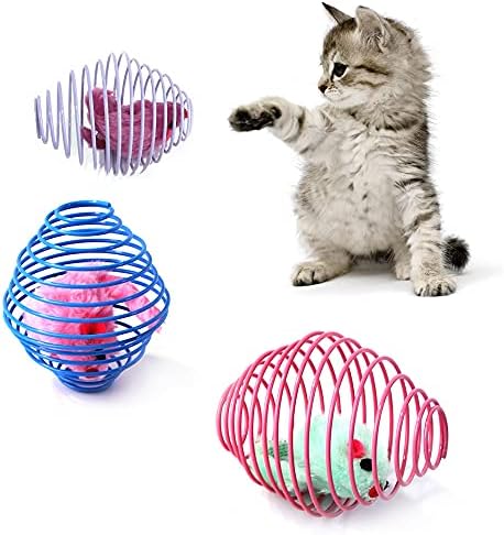 Фејапа 16 Пакет Избрани Мачки Метални Пролетни Топки Што Се Протегаат Голема Мачка Спирална Играчка Мачка Крцкаат Топки Интерактивно Маче